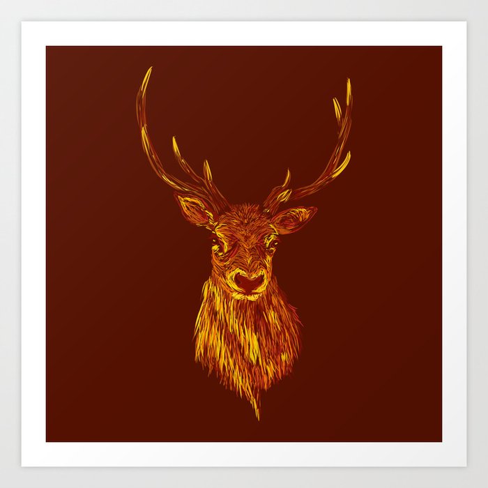 Red Stag Art Print