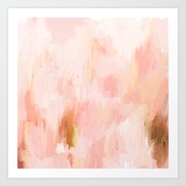 Abstract Minimal Peach Millennial Pink White And Gold Painting