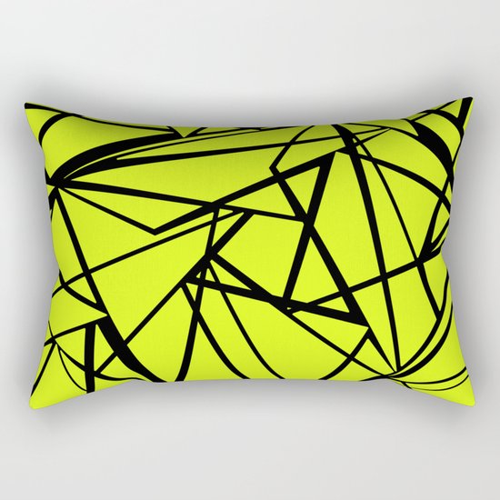 An abstract geometric pattern . Yellow green pattern . Rectangular Pillow