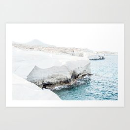 Milos sea cliffs Art Print