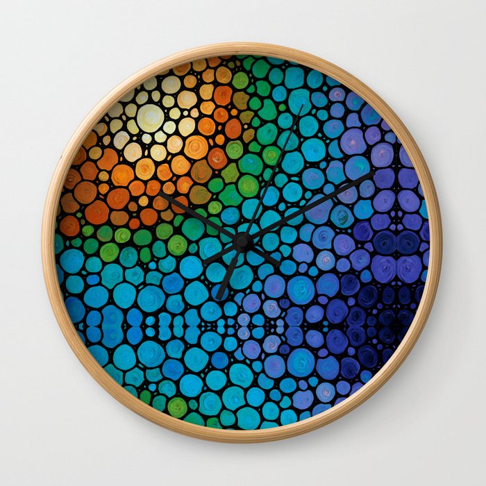 Blissful - Colorful Mosaic Art - Sharon Cummings Wall Clock