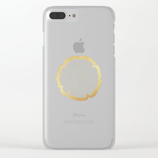 Metallic Gold Tree Ring on Black Clear iPhone Case