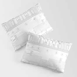 Townhouse building detailed architectural technical drawing, vector blueprint Pillow Sham