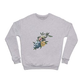 Pastel Peonies Watercolor Flowers and Leaves Crewneck Sweatshirt