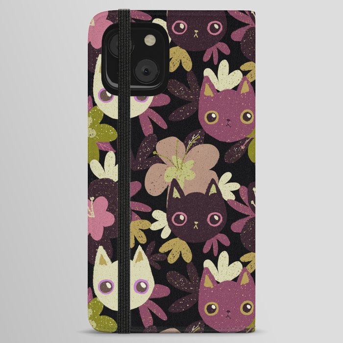 Cat flowers iPhone Wallet Case