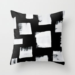 Marshmallows: a minimal abstract black and white square mudcloth pattern by Alyssa Hamilton Art Throw Pillow