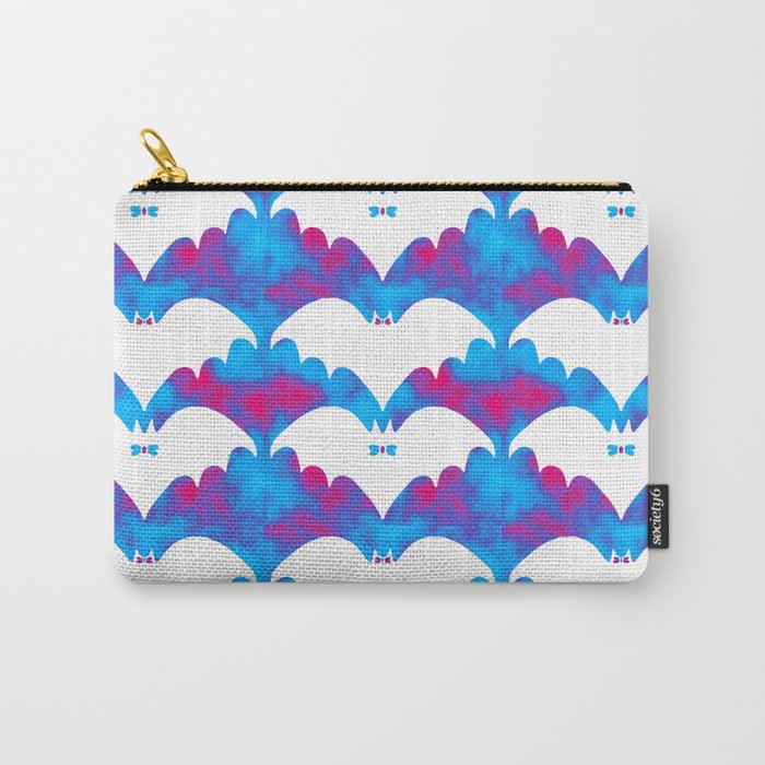 White Bats And Bows Blue Pink Carry-All Pouch