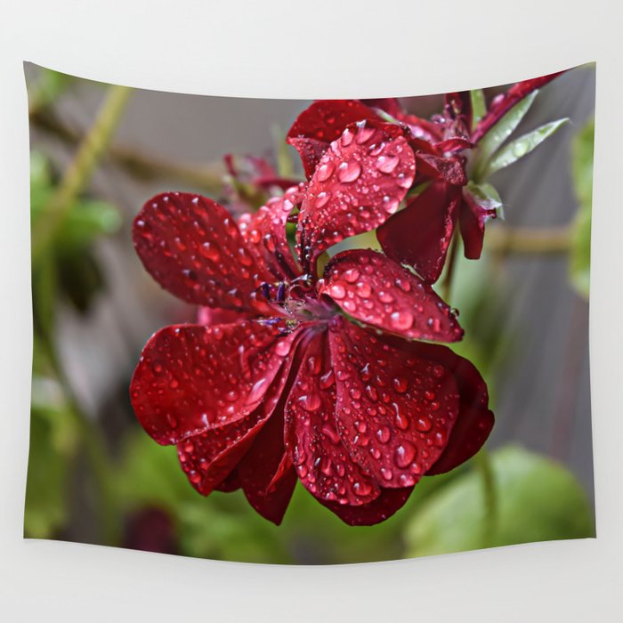 Rainy Blooming Flower Wall Tapestry