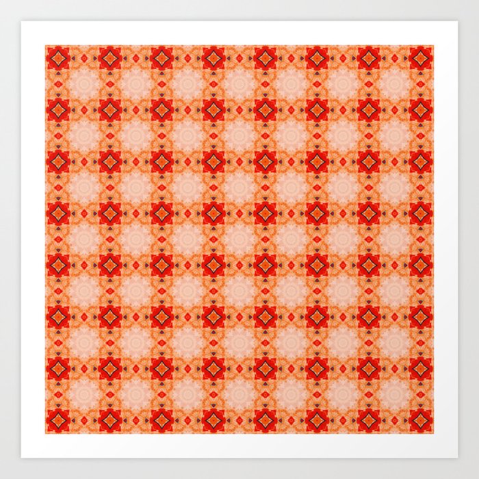 Orange geometric plaid grid pattern Art Print