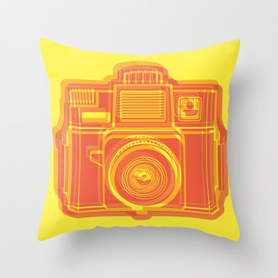 I Still Shoot Film Holga Logo - Yellow & Red Throw Pillow