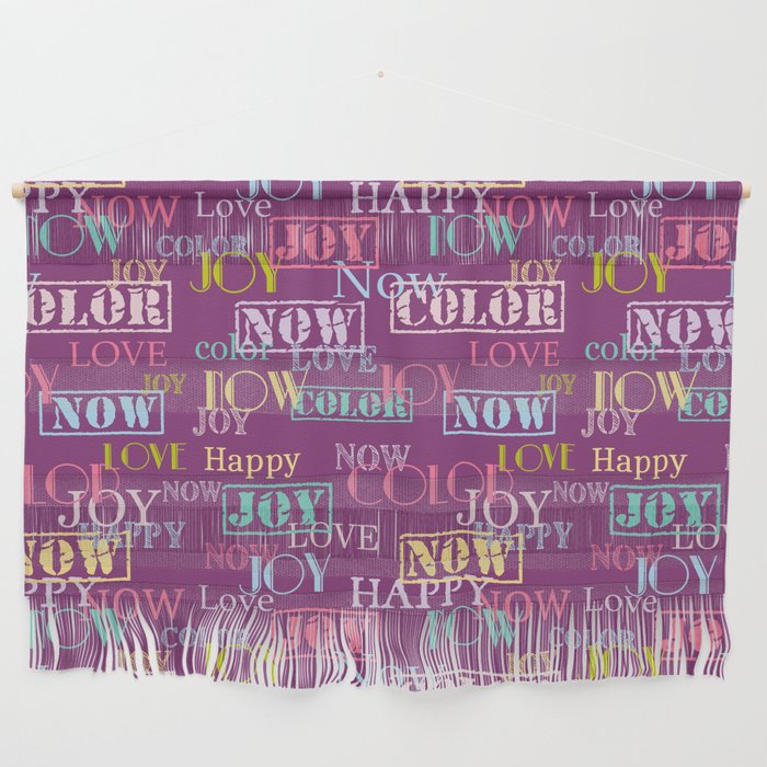 Enjoy The Colors - Colorful typography modern abstract pattern on Hollyhock purple color Wall Hanging