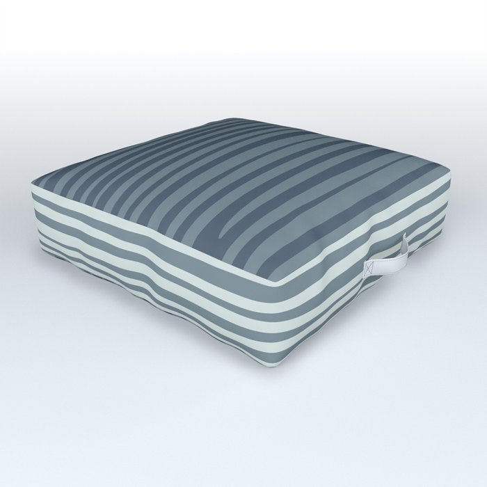 Natural Stripes Modern Minimalist Colour Block Pattern in Neutral Blue Grey Tones  Outdoor Floor Cushion