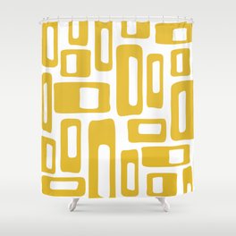 Retro Mid Century Modern Abstract Pattern 336 Mustard Yellow Shower Curtain