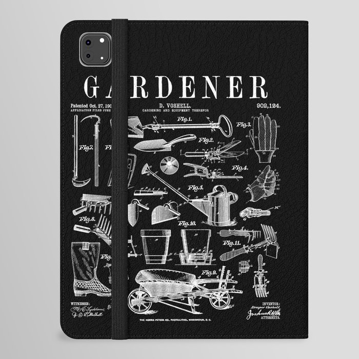 Gardener Gardening Garden Plant Tools Vintage Patent Print iPad Folio Case