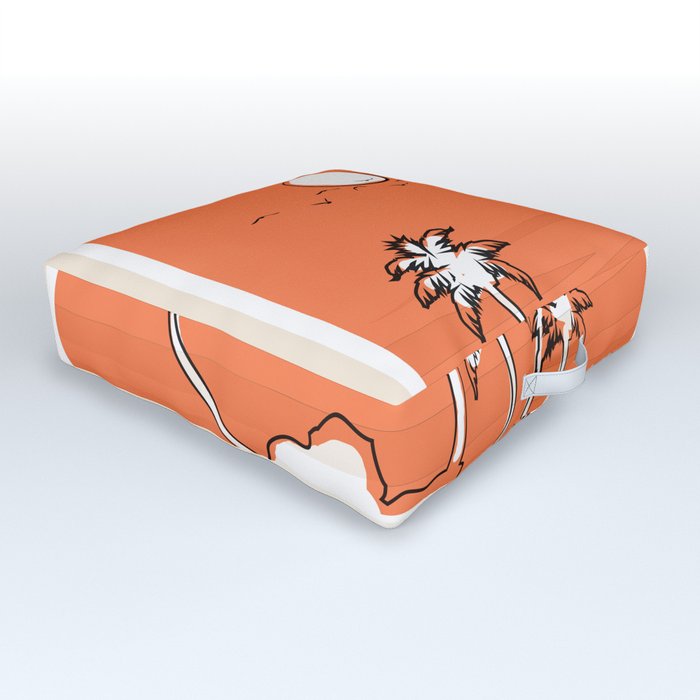 Peaceful Tropic Island Orange Outdoor Floor Cushion