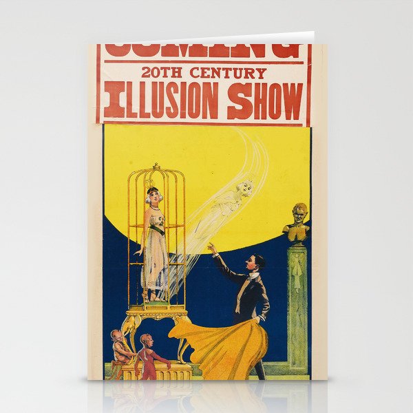 Vintage illusionist magic poster art Stationery Cards
