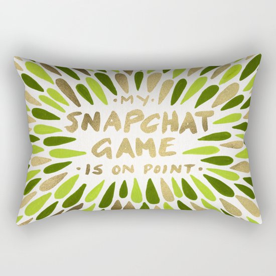Snapchat – Green & Gold Rectangular Pillow