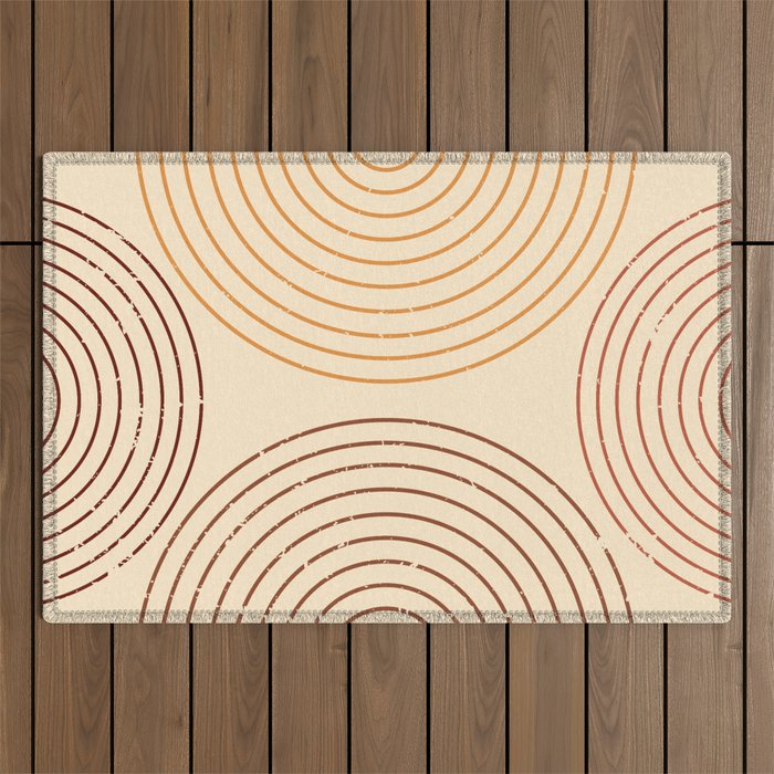Abstract Midcentury Geometric Arch Outdoor Rug