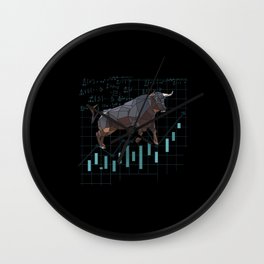 Stock market Bull Chart with formulas cashing in Wall Clock