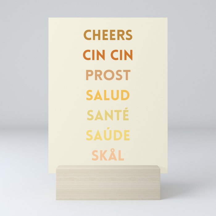 Cheers In Different Languages  Mini Art Print