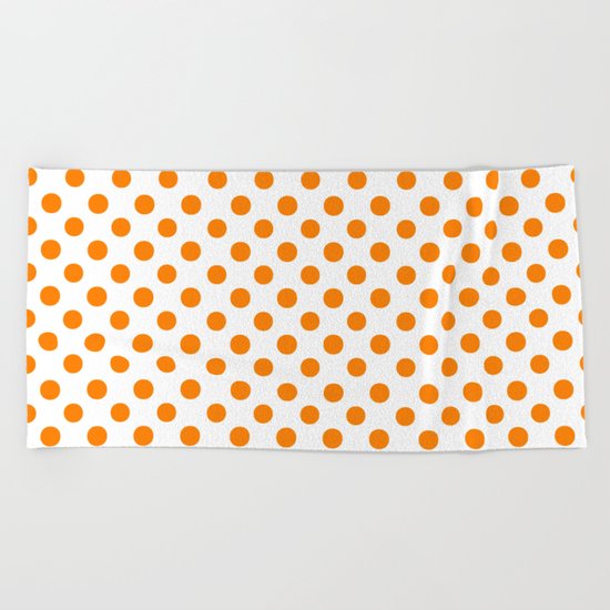 Polka Dots (Orange/White) Beach Towel