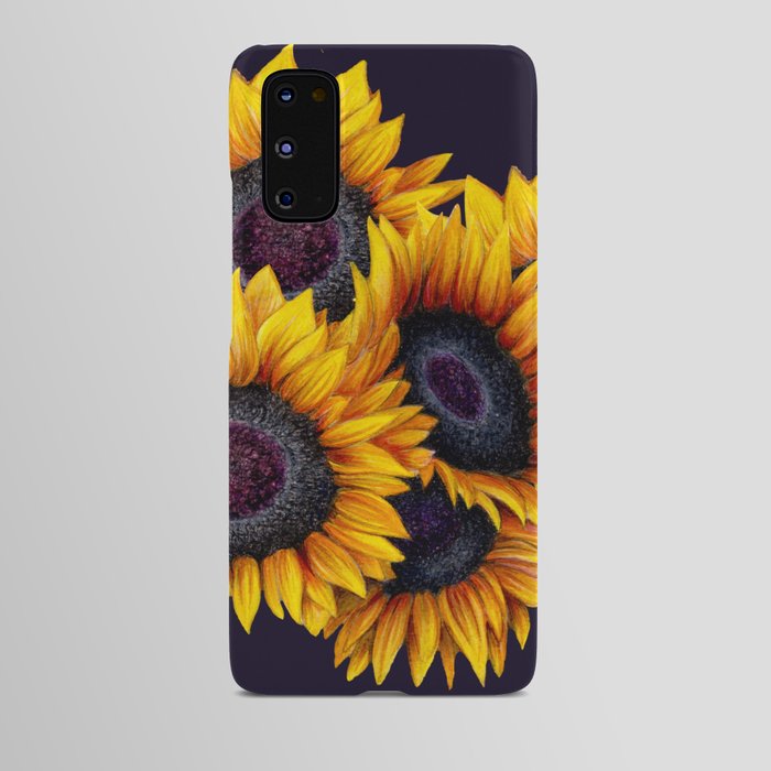 Sunflowers yellow navy blue elegant colorful pattern Android Case