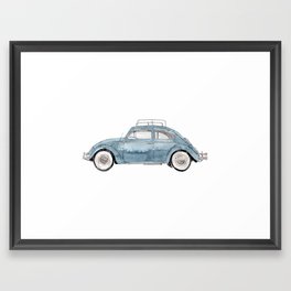 Light Blue Vintage Car Framed Art Print