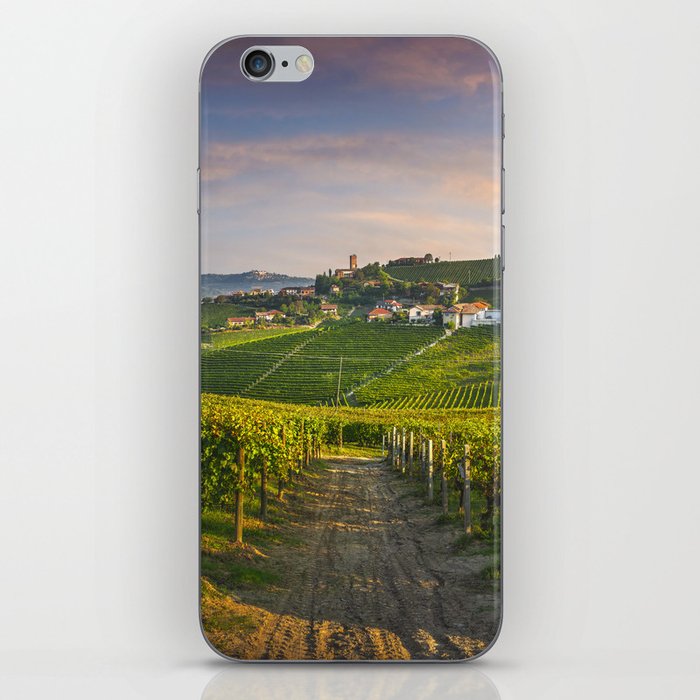 Barbaresco and Vineyards after Sunrise. Langhe, Italy iPhone Skin