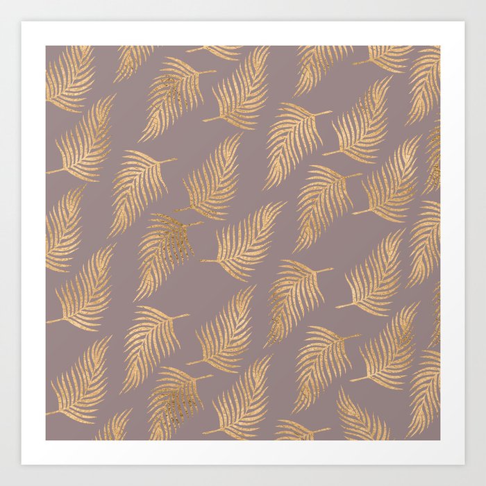 Brown Palm Leaf Pattern 10 Art Print