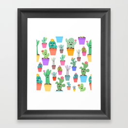 Sunny Happy Cactus Family Framed Art Print