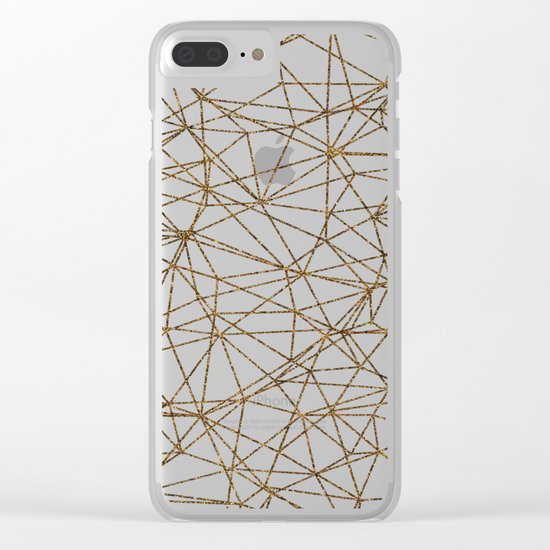 Geometric triangles glitter pattern. Modern stylish texture. Gold trendy glitter print background Clear iPhone Case