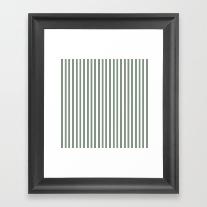 Sage Green Stripes Framed Art Print