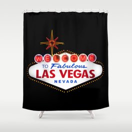 Welcome to Fabulous Las Vegas vintage sign neon on dark background  Shower Curtain