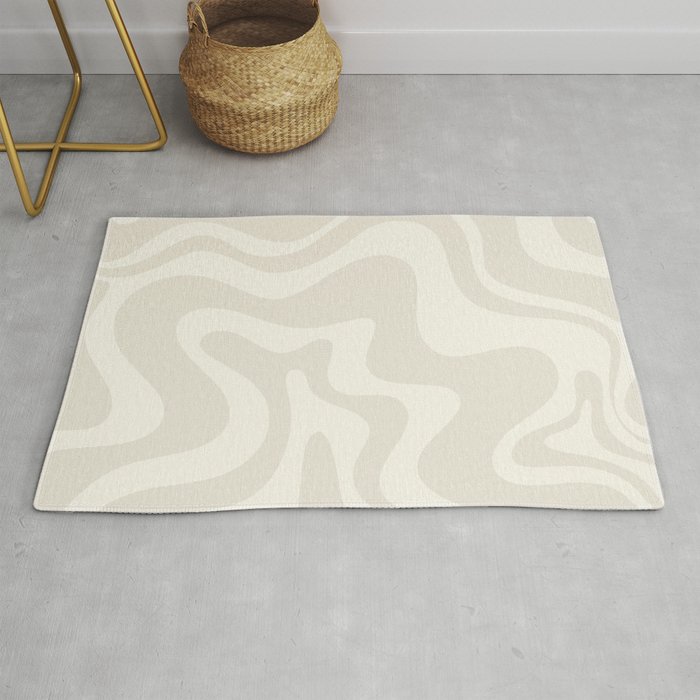 Liquid Swirl Contemporary Abstract Pattern in Barely-There Pale Beige and Light Cream  Rug