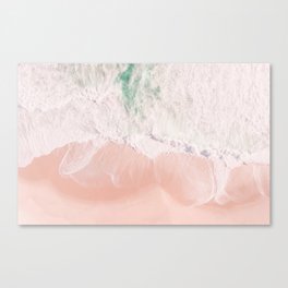 Aerial Beach Print - Pastel Ocean - Pink Sand - Sea Travel photography by Ingrid Beddoes Canvas Print