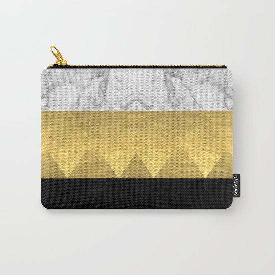 Stacked - gold foil black and marble cell phone case golden urban minimal retro modern city hipster Carry-All Pouch