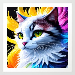 Beautiful Side Cat Profile Feline Love Art Print