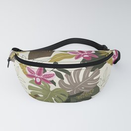 Cut Out Collage Tropical Print in Green, Brown & Pink. Fanny Pack
