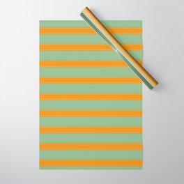 [ Thumbnail: Dark Sea Green & Dark Orange Colored Stripes/Lines Pattern Wrapping Paper ]