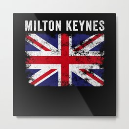 Milton Keynes UK Flag England Souvenir Metal Print