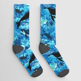 Sealife Blue Shades Dream Underwater Scenery Socks