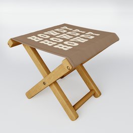 Brown and Beige Howdy Cowboy Design Folding Stool