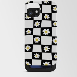 Hand Drawn Checkered Daisy Pattern (black/white/yellow) iPhone Card Case