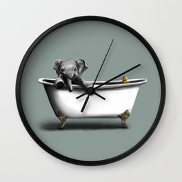 Elephant in Bath Wall Clock