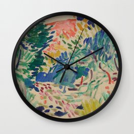 Landscape at Collioure by Henri Matisse Wall Clock | Acrylic, Nature, Blue, Painting, Leaves, Portrait, Green, Oil, Natural, Forest 