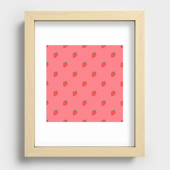 Small strawberry pattern (Small & Diagonal version) Recessed Framed Print