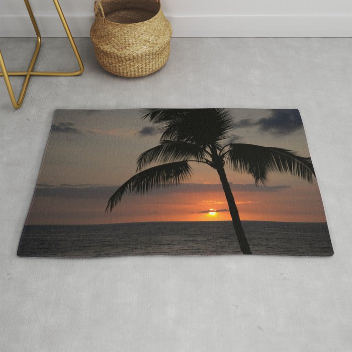 Hawaii sunset palm Rug