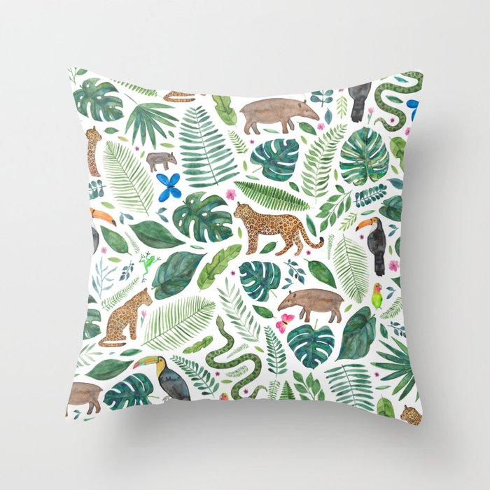 Jungle/Tropical Pattern Throw Pillow
