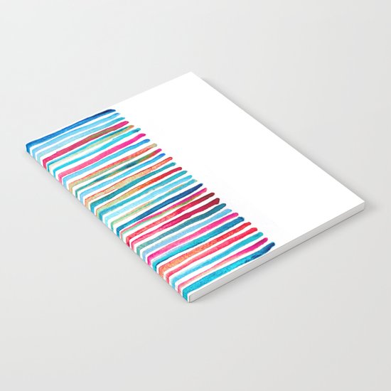 Watercolor Stripes in Pink, Coral, Blue & Aqua Notebook