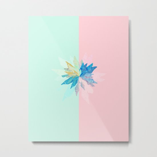 Floral Mint Pink Metal Print